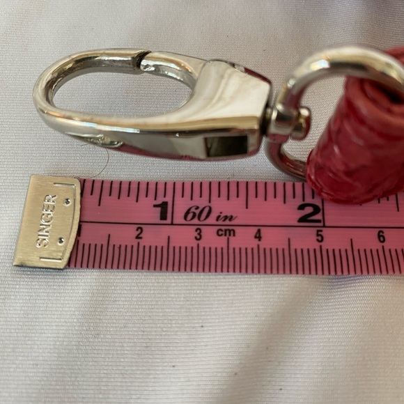 Crossbody Strap, Croc Embossed, Red, Silver Hardware, Strap Drop 21” - Picture 7 of 9